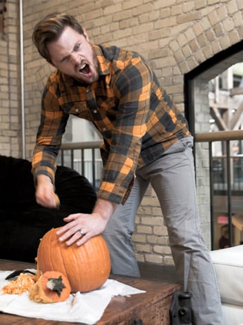 daniel going ham on his pumpkin