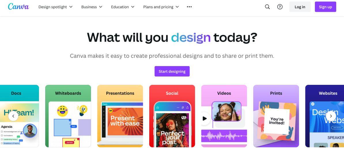 canva homepage