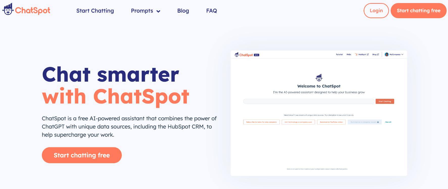 chatspot homepage