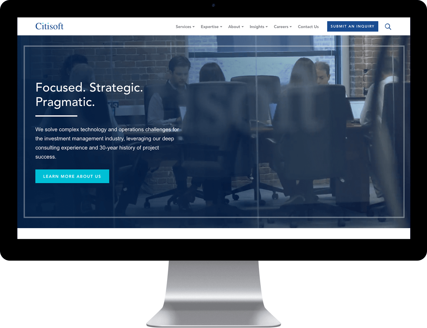 Citisoft's homepage design on a desktop monitor