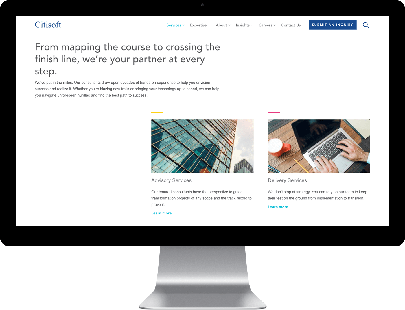 Citisoft's website design on a desktop monitor