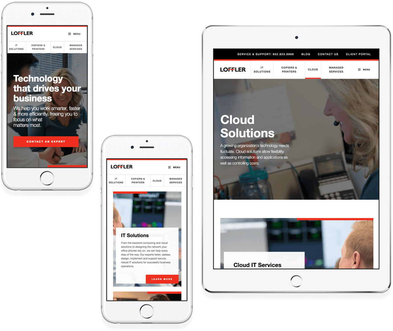 Loffler's website as seen on mobile devices