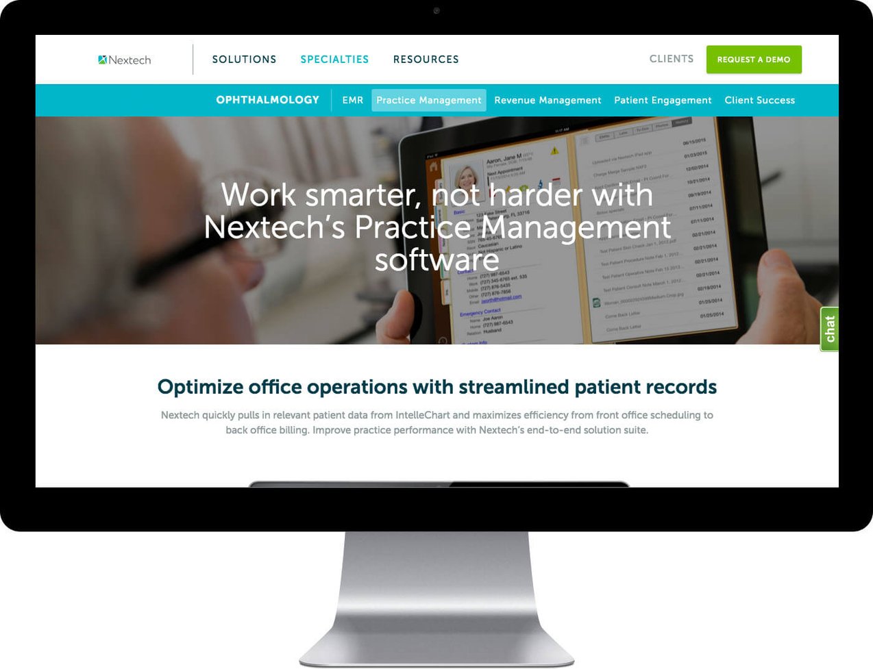 Nextech website on a desktop computer