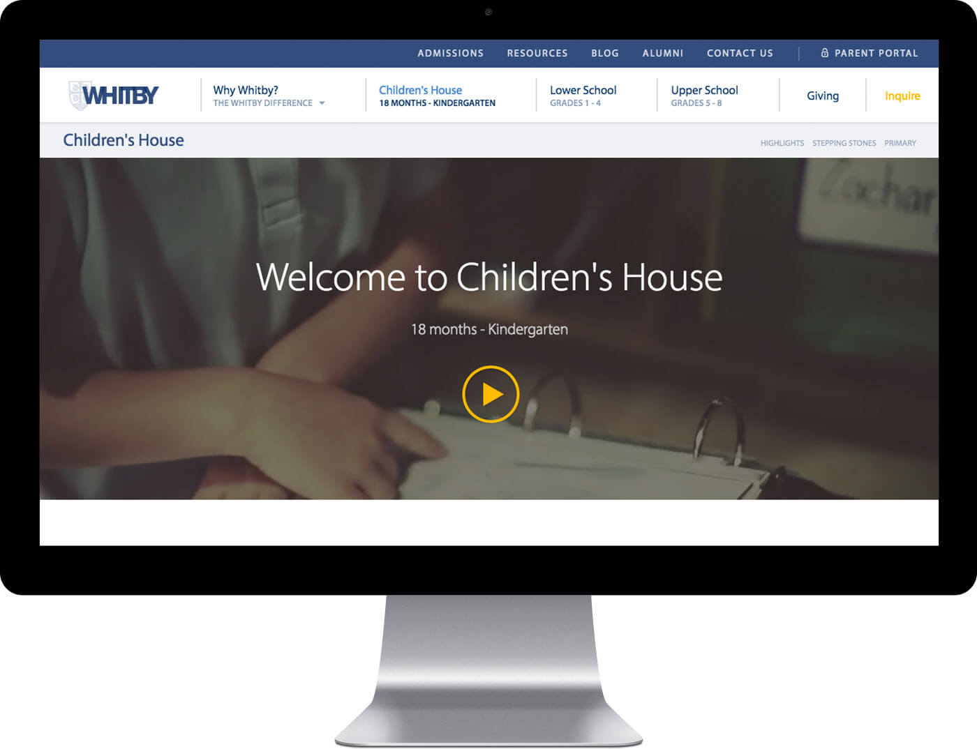 Whitby home page design