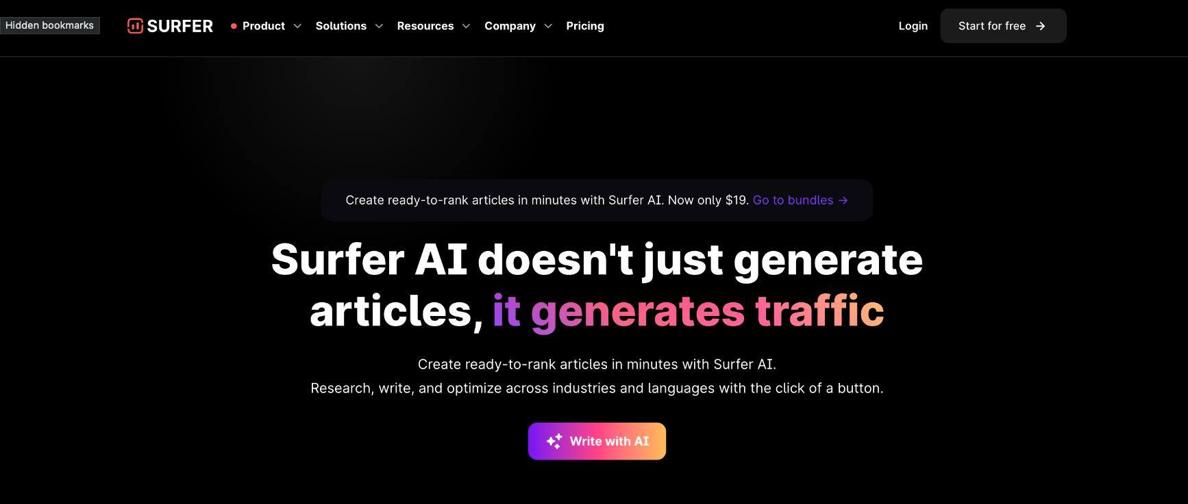 surfer seo homepage