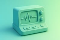 vintage heart monitor machine on gradient background