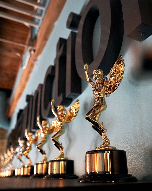 awards on shelf