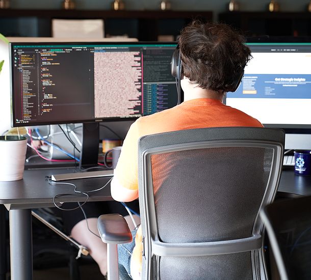 Photo of an in-house full time developer who works at Media Junction