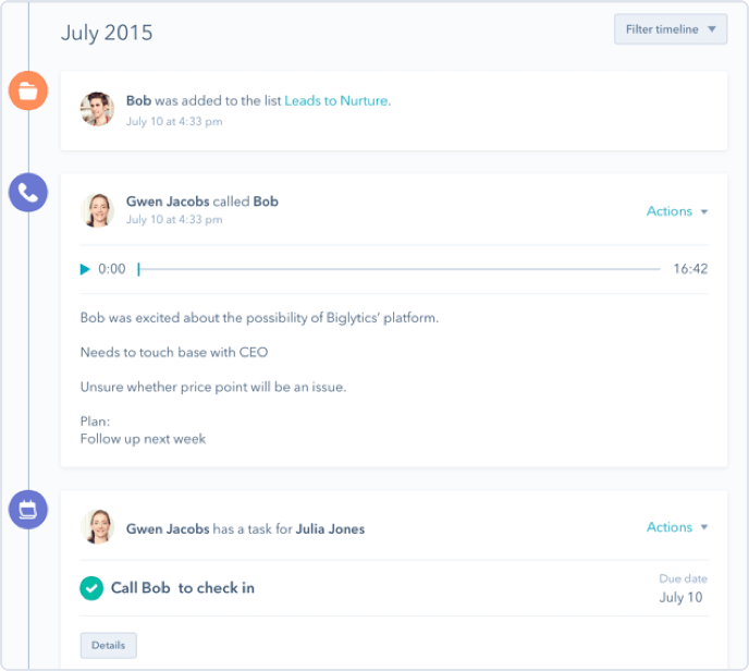 Screenshot of HubSpot's Contact Record Interface