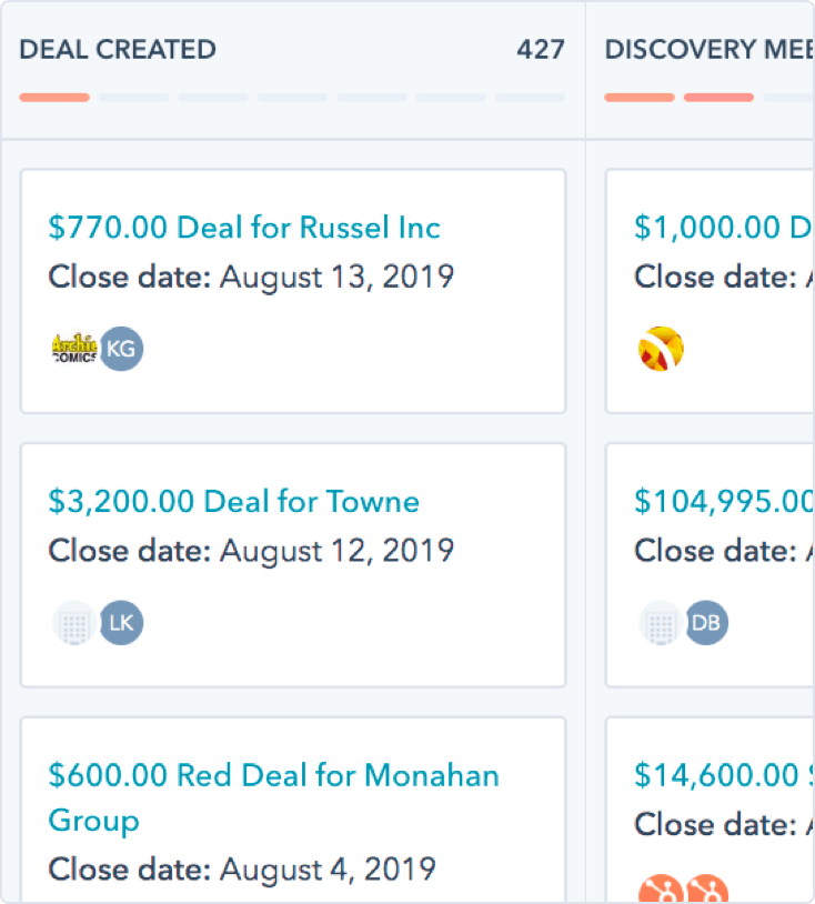 Screenshot of HubSpot's CRM Deal Stages User Interface