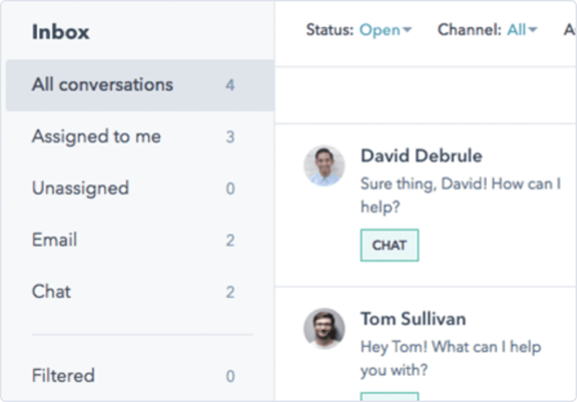 Screenshot of HubSpot's ticketing system