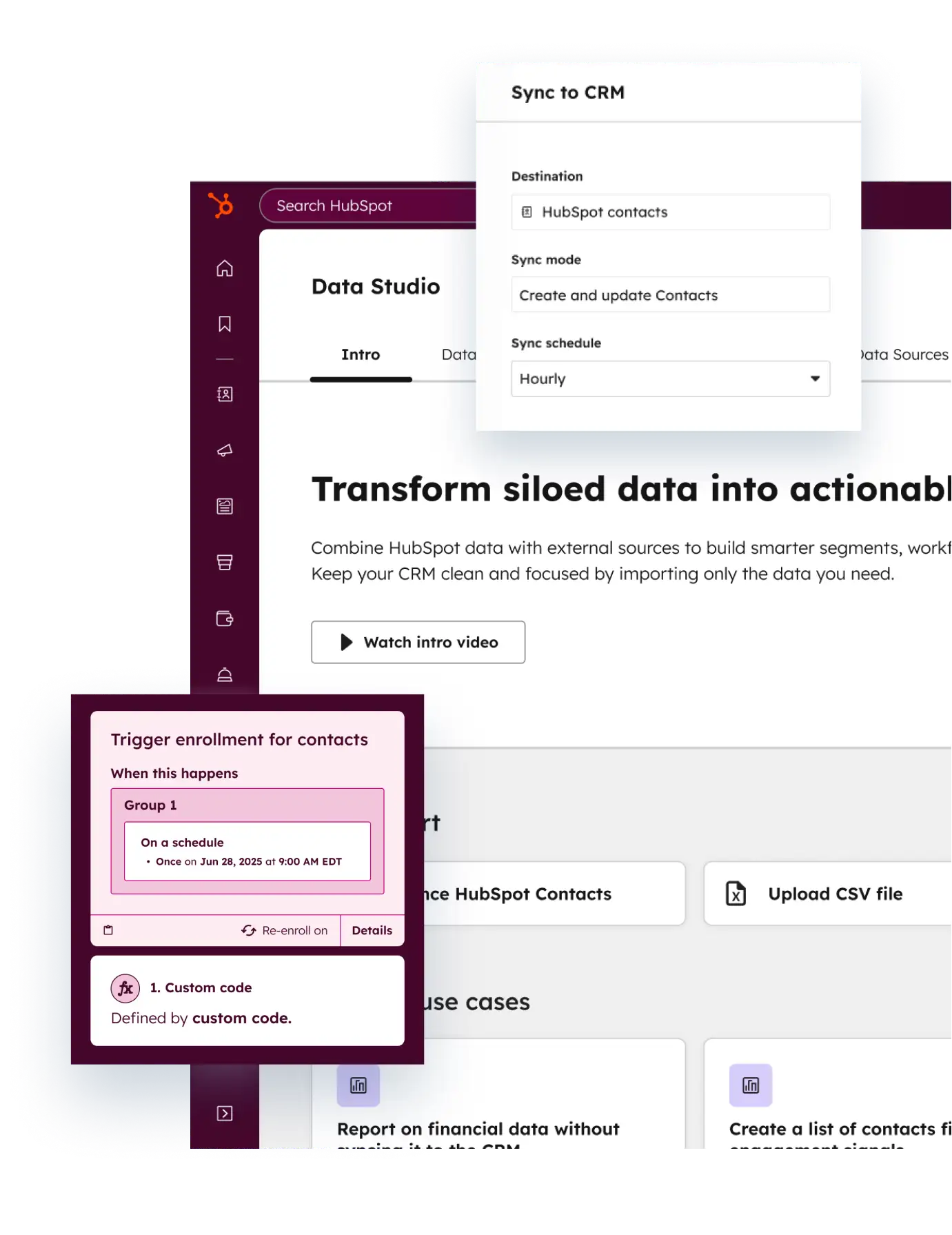 Screenshot of HubSpot's Data Hub
