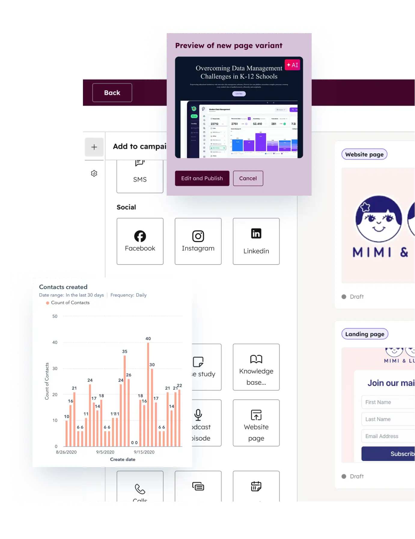 Screenshot of HubSpot's Marketing Hub