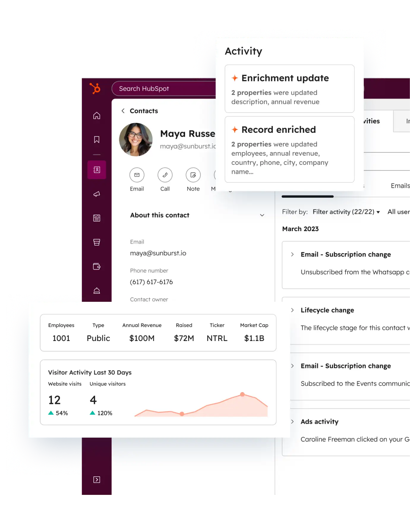 Screenshot of HubSpot's Smart CRM