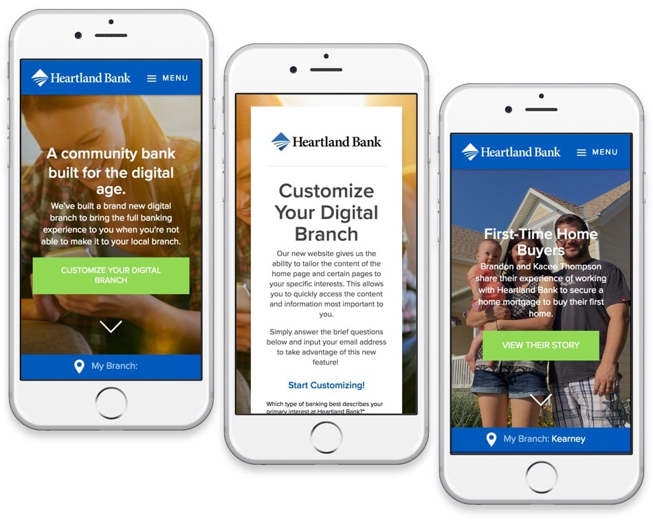 Heartland Bank's Homepage takes advantage of Smart Content