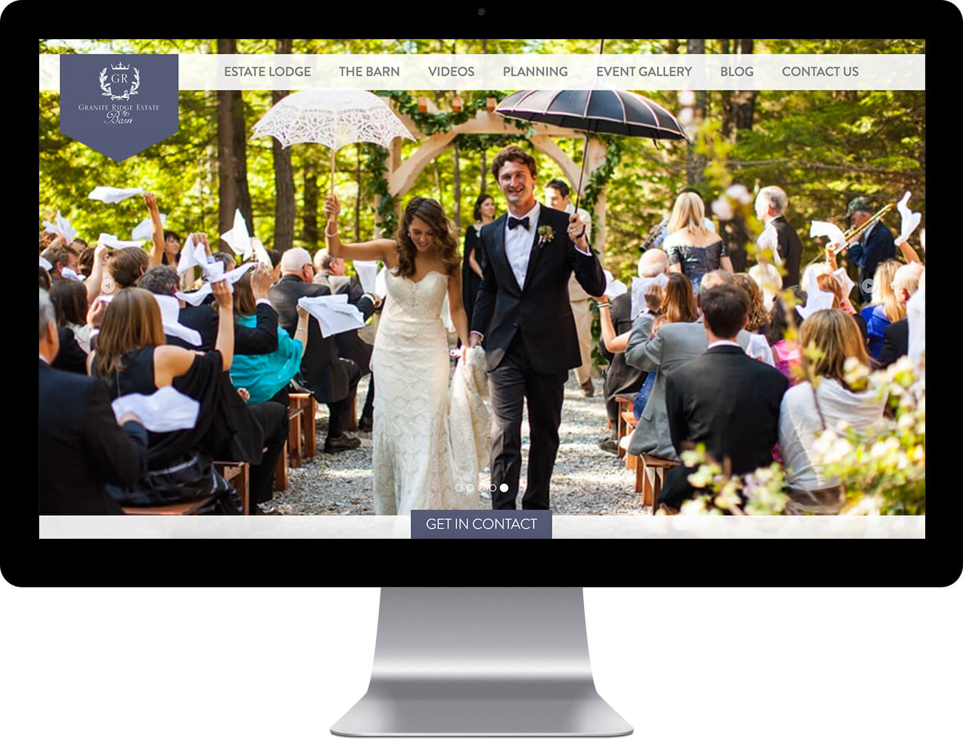 Granite Ridge Estate custom home page design example on a desktop monitor