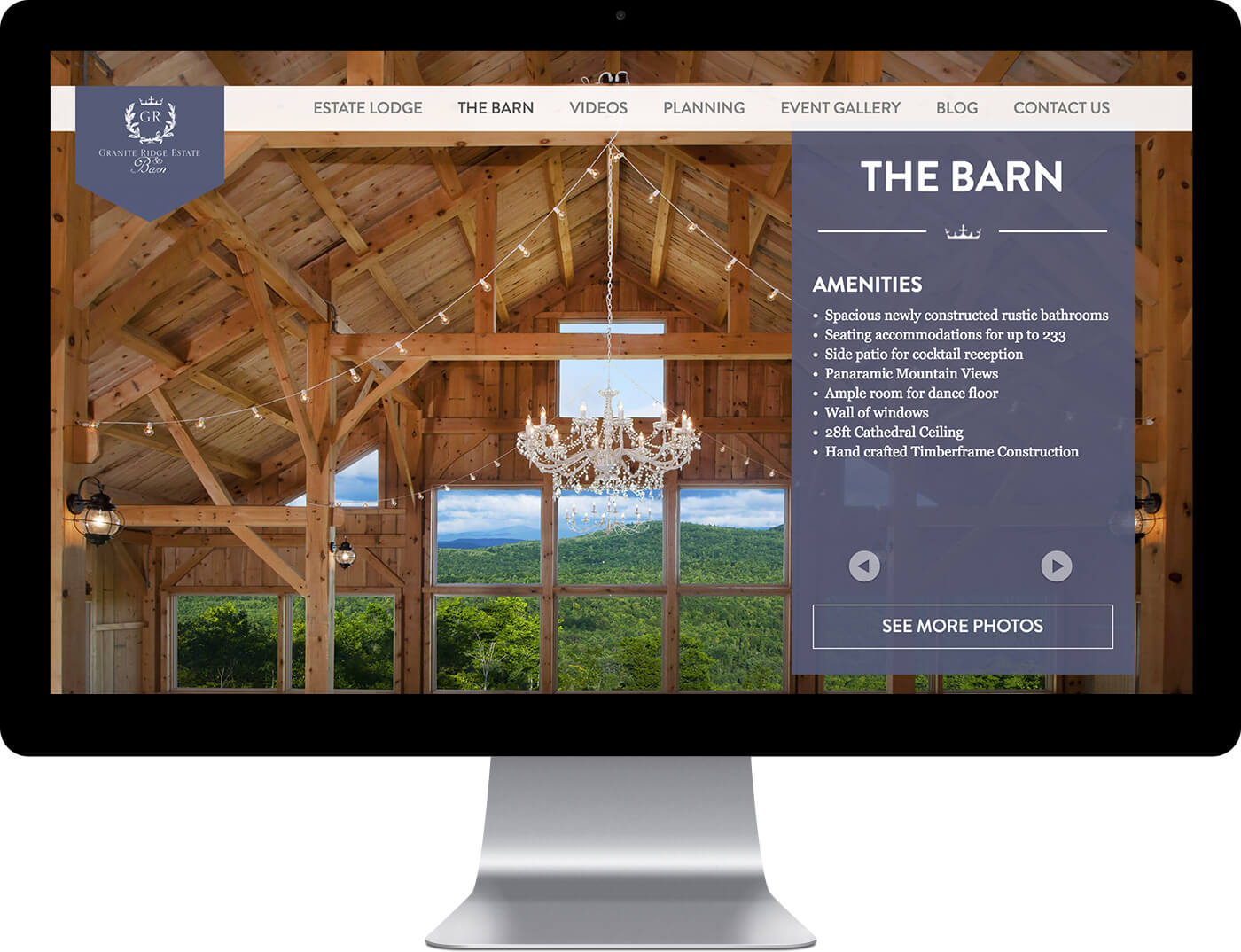 Granite Ridge Estate custom website design example on a desktop monitor